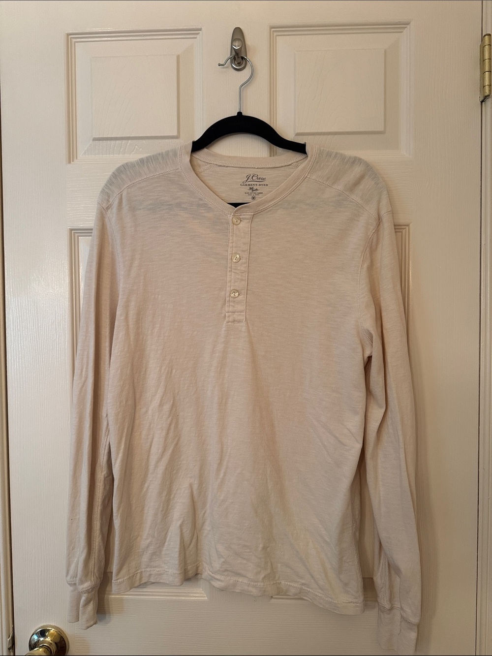 J. Crew Men's Long-Sleeve Henley in Light Cream